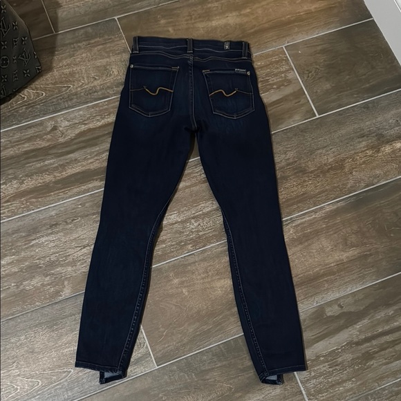7 for all mankind Blue Skinny Jeans with Tapered Leg and Faded Look - Picture 6 of 7